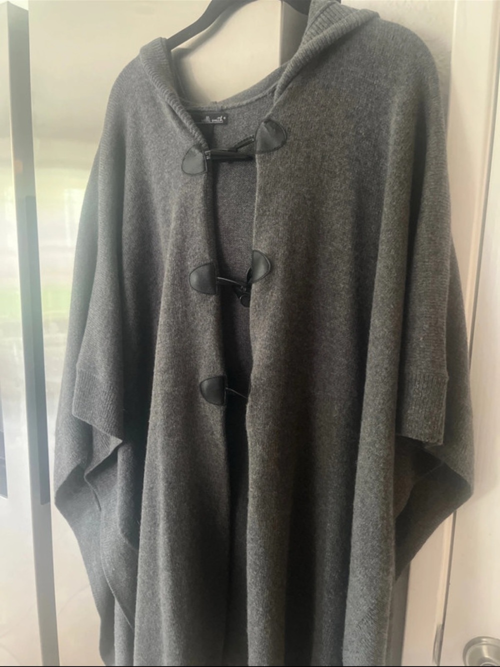 Willi Smith Hooded Toggle Wrap Cape - Charcoal Gray